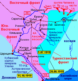 карта военных действий в Заволжье. 1919 г.